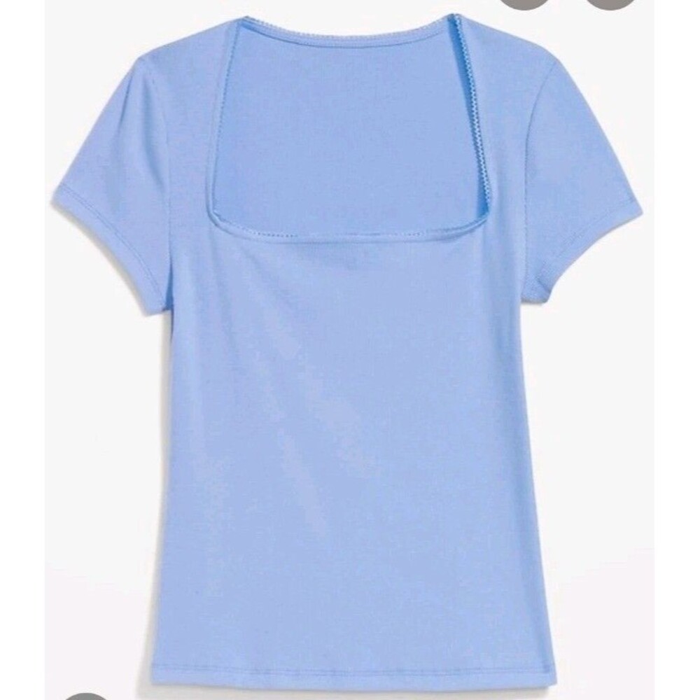 NWT Women's Old Navy Fitted Ribbed Square Neck Tee Size M Blue N7
